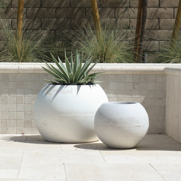 Large Concrete Planters, Indoor/Outdoor, Colorful Pot, Medium, Large, Round Design, Variety of 17 Different Colors, 13", 18"