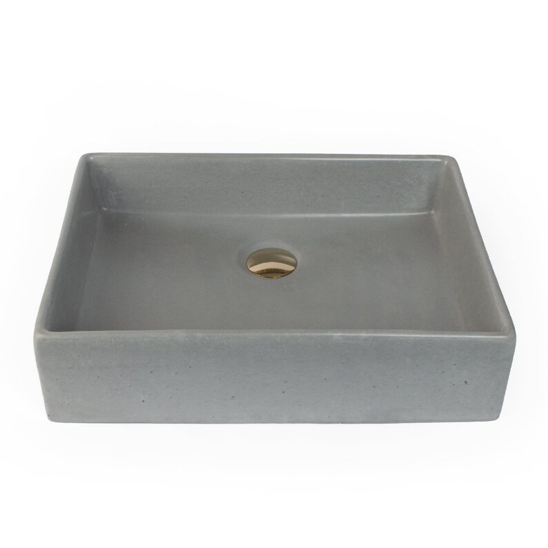 Concrete Vessel Sink Handmade Rectangle Design Sleek and Etsy