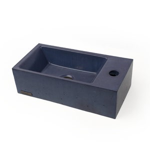Concrete Vessel Sink, Handmade, Small Rectangle Design with or without Faucet Hole, Sleek and Modern Washbasin for Bathroom.