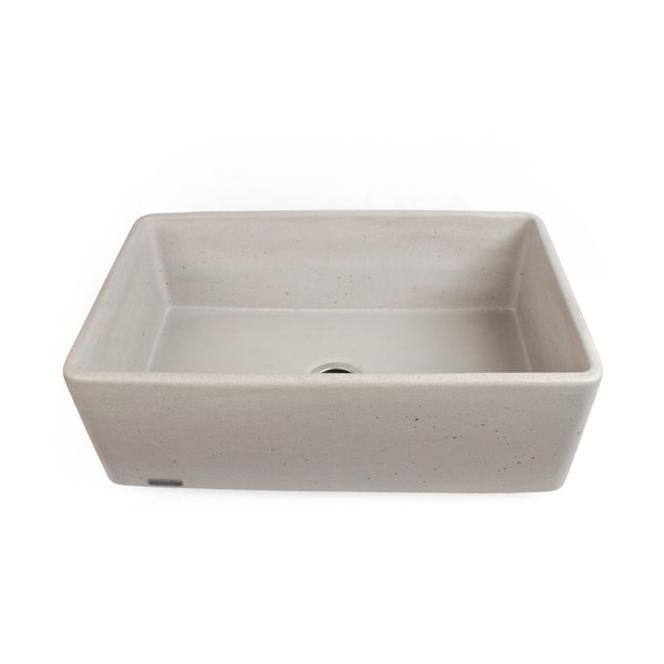 Concrete Kitchen Sink, Handmade 30" Kitchen Farmhouse Sink, Rectangle Design, Modern Front Apron Washbasin.