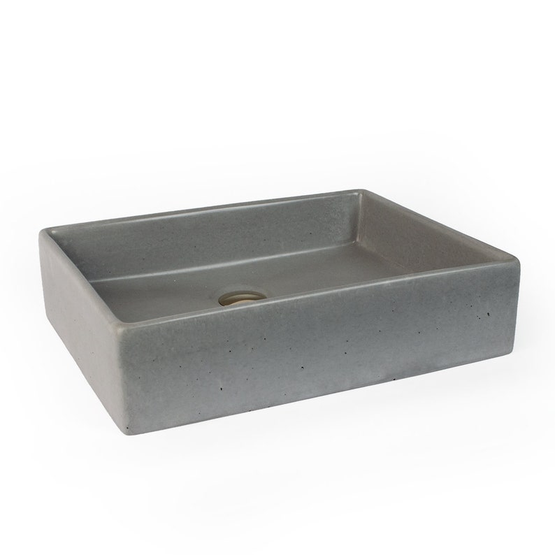Concrete Vessel Sink Handmade Rectangle Design Sleek and Etsy