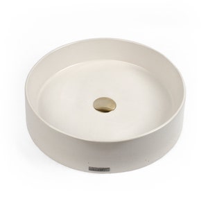 Concrete Vessel Sink, Handmade, White Round Bowl Design, Sleek and Modern Washbasin for Bathroom.