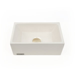 Concrete Vessel Sink, Handmade, Small White Rectangle Design, Sleek and Modern Washbasin for Bathroom.