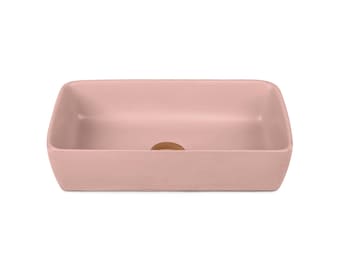 Concrete Vessel Sink, Handmade, Small Rectangle Design, Sleek and Modern Washbasin for Bathroom Reno