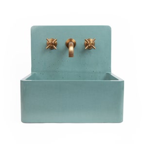 Concrete Wall Mounted/Console Sink, Turquoise, Handmade, Modern Washbasin for Bathroom.