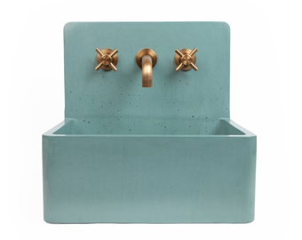 Concrete Wall Mounted/Console Sink, Turquoise, Handmade, Modern Washbasin for Bathroom.