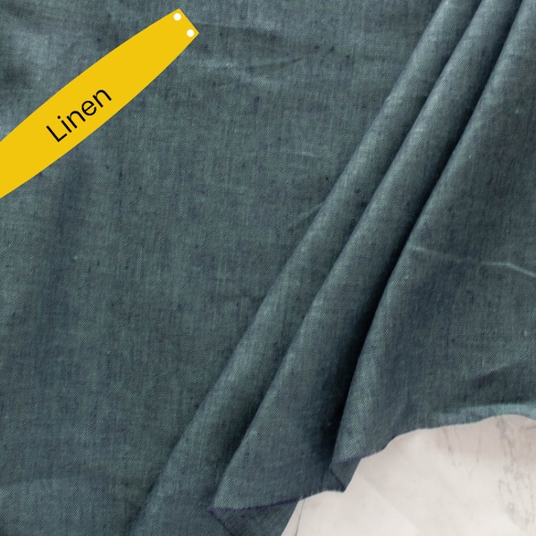 OEKO TEX Certified Linen Fabric - Deep Water- Yarn Dyed Linen - Birch Fabric