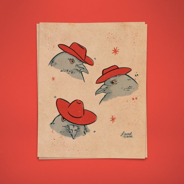 Pigeon Cowboys Print