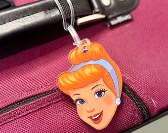 Etiqueta de equipaje personalizada de princesa, inspirada en Cenicienta, etiqueta de bolso de acrílico
