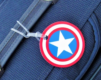 Super Hero Luggage Tag, Bag Tag, Captain America Luggage Tag, Backpack Tag, Hero Bag Tag, School Bag Tag