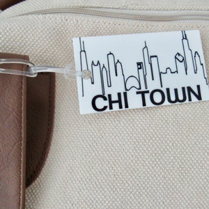 ChiTown Luggage Tag, Chicago Luggage Tag, Acrylic Luggage Tag, Bag Tag, Custom Luggage Tag, City Tag