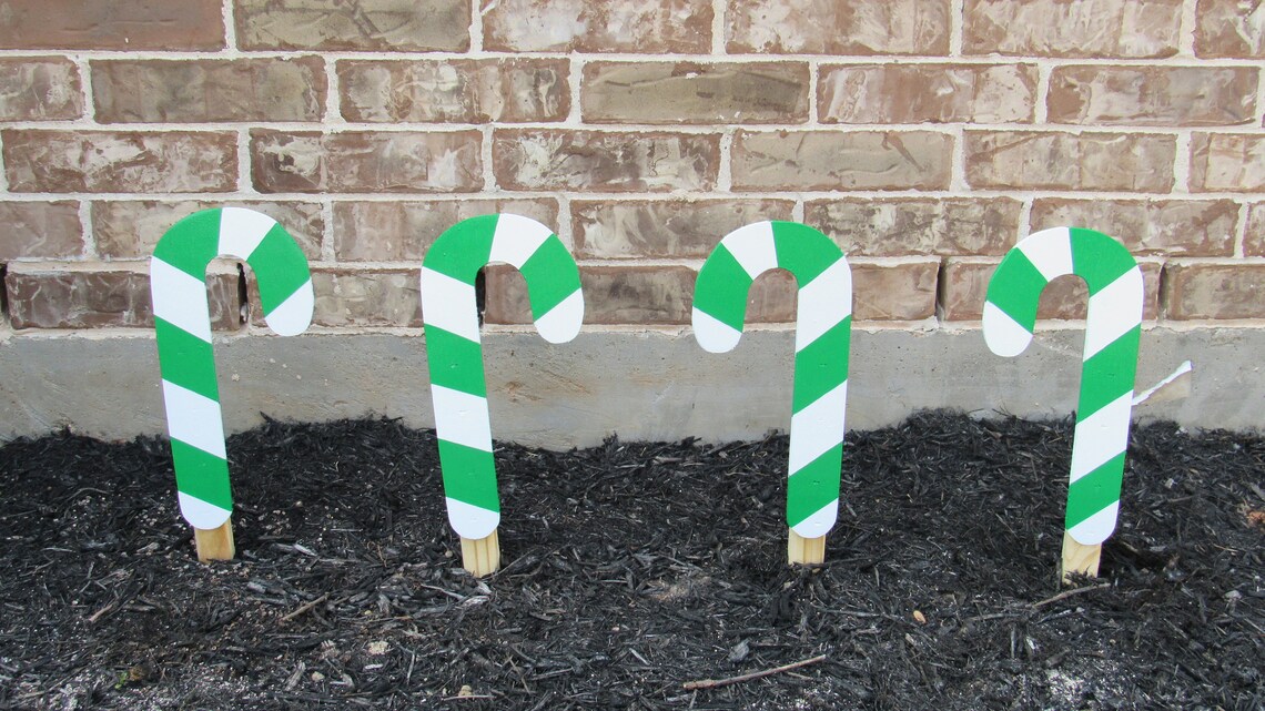 Candy Cane Yard Art Wooden Candy Canes Christmas Yard Art Etsy