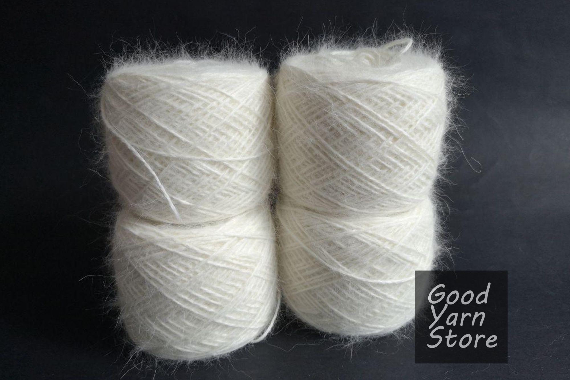 Angora White, Fluff Yarn, Hand Knitting, Rabbit Angora, 300 Meters 100g  Balls 