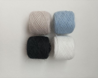 Angora yarn, long hair angora yarn, lond hair rabbit yarn, yarn for kitty cap, yarn for kitty hat baby bonnet 25 g skein