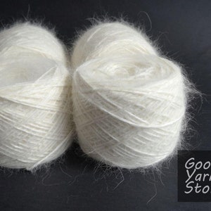 Angora white, fluff yarn, hand knitting, rabbit angora, 425 meters 100g balls