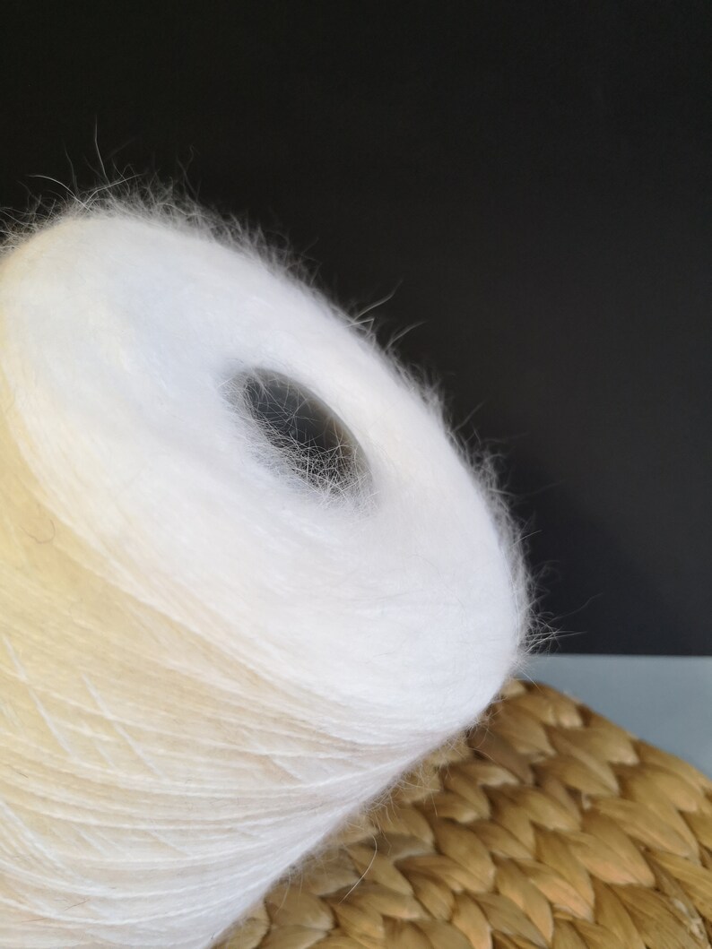 Angora white yarn fluff yarn hand knitting rabbit angora Etsy