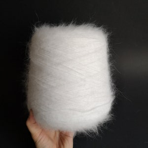 Hilo de barba de Papá Noel, conejo de angora, hilo blanco esponjoso