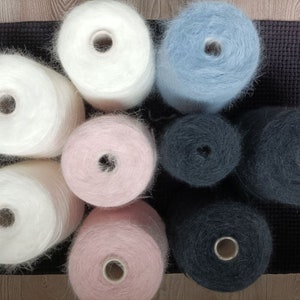 Angora yarn on skein Italy, rabbit yarn, white yarn, Italy angora yarn 100gram