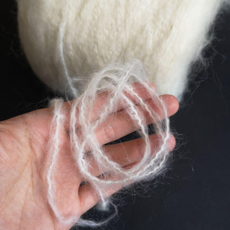 Mohair yarn white naturale mohair yarn long hair mohair 100 Etsy