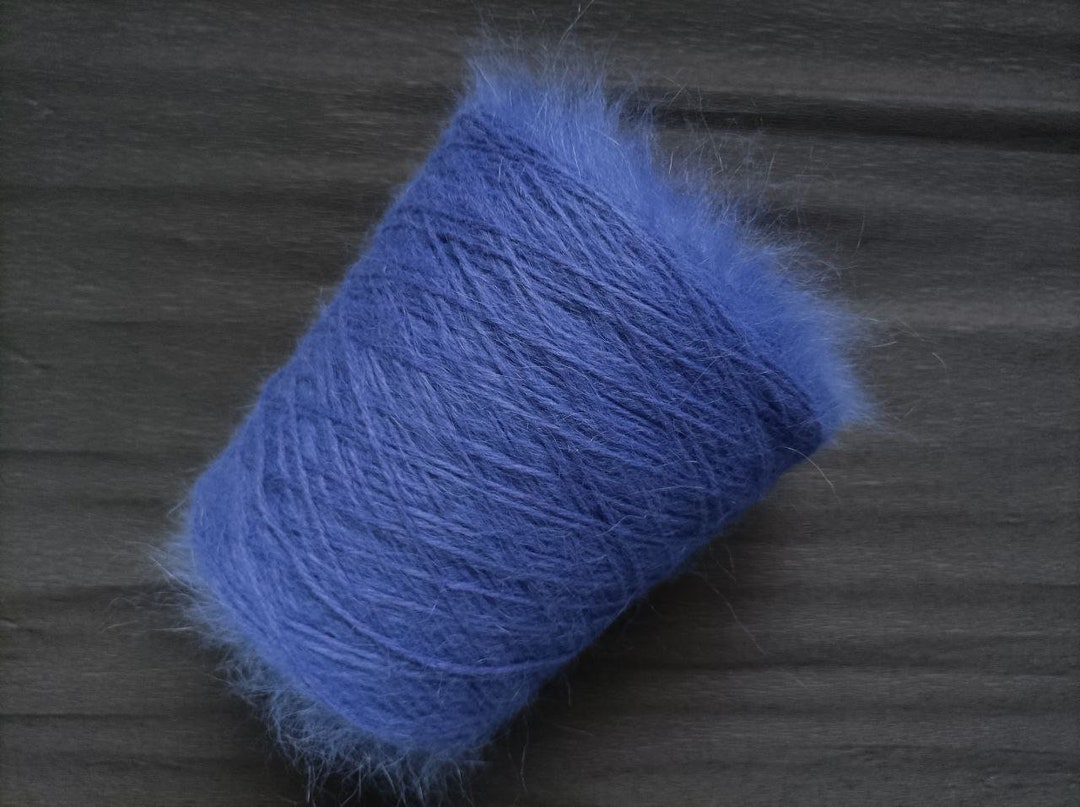 Blue Angora Rabbit Yarn on Cone 50 Gram - Etsy
