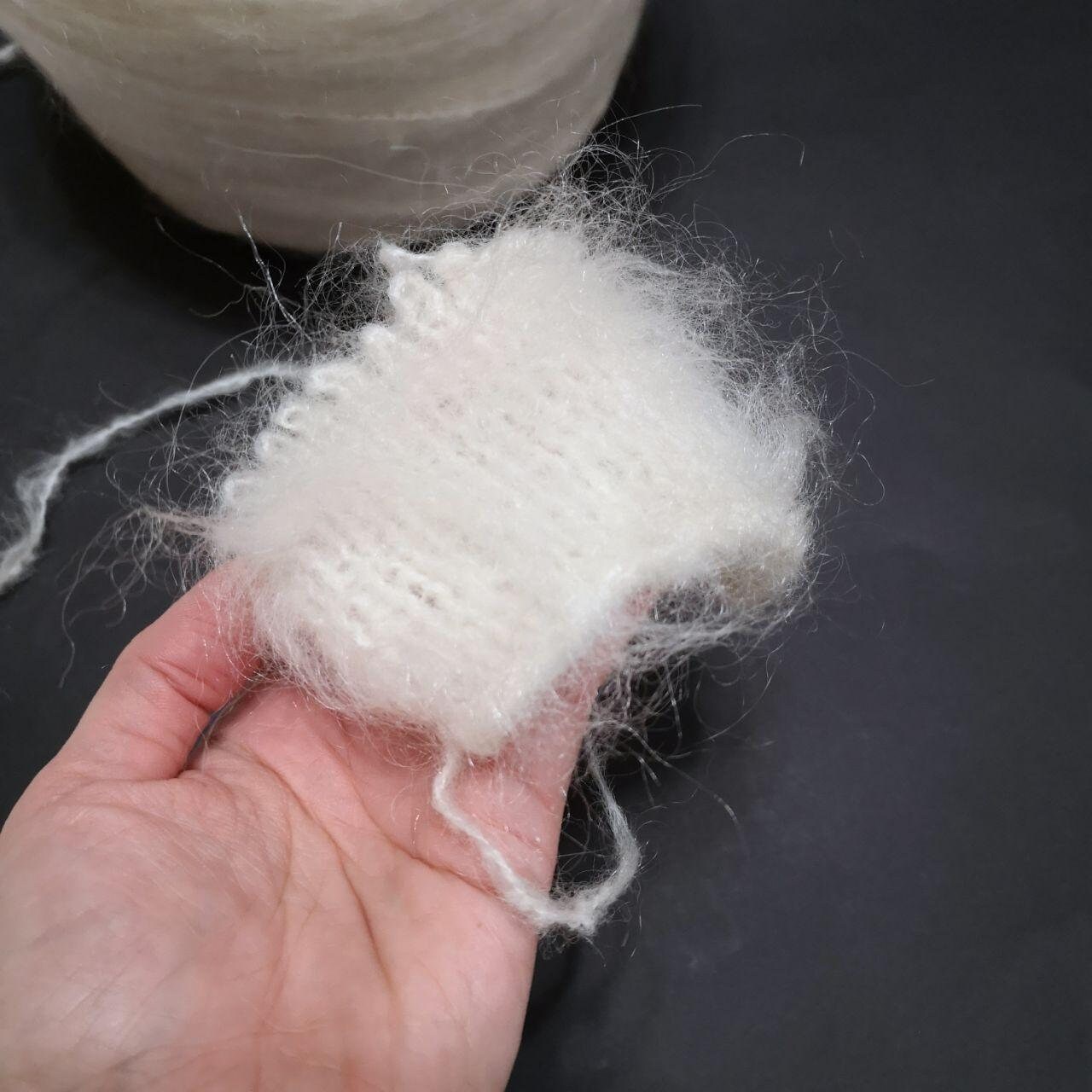 Mohair yarn, white naturale mohair yarn, long hair mohair, 100 gram skein
