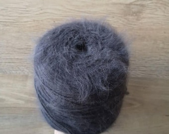 Grey angora yarn, soft yarn, rabbit yarn, 170 gram