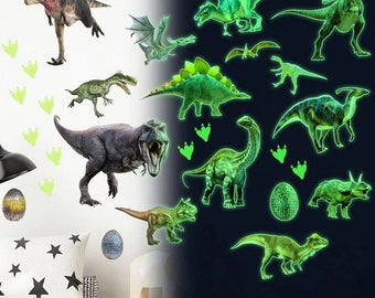 Glow in The Dark Stickers,2 Pack Dinosaur Stickers Decor for Boys Kids Bedroom,Wall Stickers for Living Room Decorations 