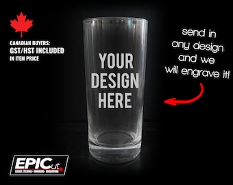 Custom Etched 16oz High Ball Glass – Personalized Barware