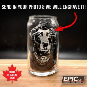 Custom 16oz Beer Can Glass - Etched Photo Glassware / Engraved Craft Beer / Personalized Barware / Wedding Favors / Groomsmen Bachelor Gift