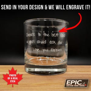 Custom 10.25 oz Whiskey/Scotch Glass - Etched Glassware / Personalized Whisky Barware / Wedding Favors / Groomsmen Bachelor Gift