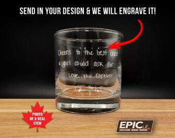 Custom Etched 10.25oz Whiskey Glass – Personalized Scotch Glassware, Groomsmen Gift