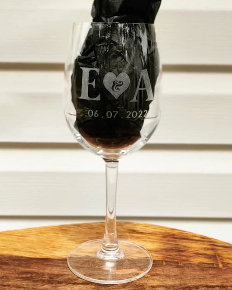 Custom 12OZ Wine Glass Etched Logo Brand Glassware / Etsy