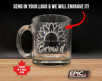 Custom Etched Logo Glass Coffee Mug - Personalized Tea Cup