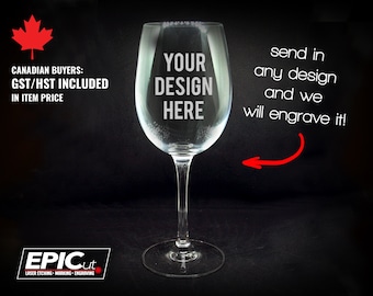 Custom Etched 12oz Stemmed Wine Glass – Personalized Wedding Favor