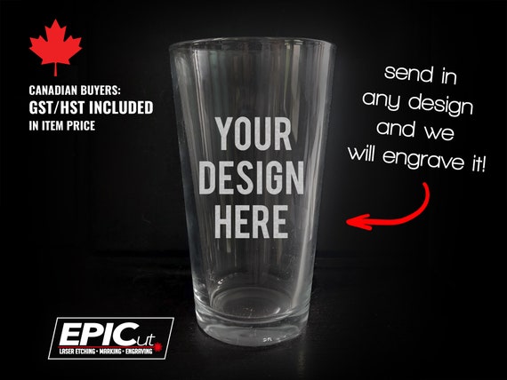 Custom Beer Can Glasses Set of 10, 16 oz. Pint Sized, Promotional Text,  Logo, Soda Can Shape, Glassware, Clear