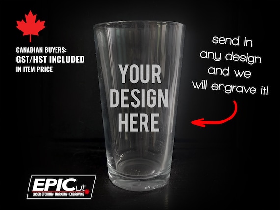 Custom Engraved 16oz Tall Kitchen Glass - Etched Glassware / Personalized Logo Cup / Customized Milk Glass / Personalized Soda Glass