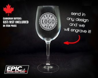 Custom Etched 12oz Wine Glass: Personalized Logo Glassware