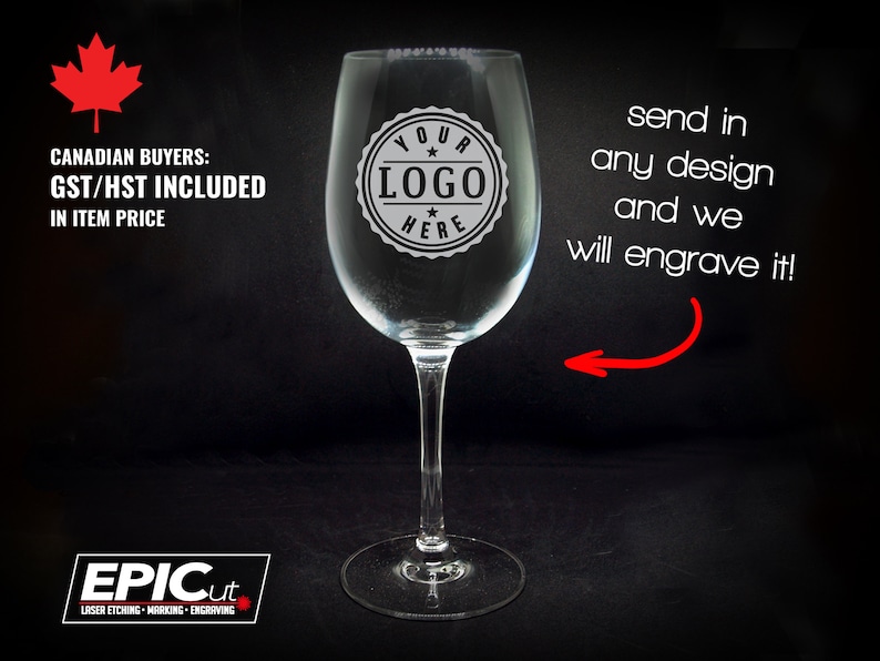 Custom 12OZ Wine Glass Etched Logo Brand Glassware / Etsy
