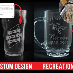 Custom Engraved 16oz Tall Kitchen Glass - Etched Glassware / Personalized Logo Cup / Customized Milk Glass / Personalized Soda Glass image 4