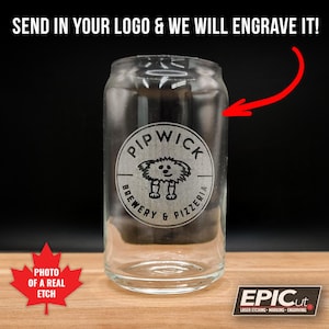 Custom 16oz Beer Can Glass - Etched Logo Glassware / Engraved Craft Beer / Personalized Barware / Wedding Favors / Groomsmen Bachelor Gift