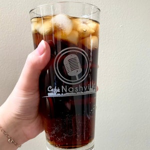 Custom Engraved 16oz Tall Kitchen Glass - Etched Glassware / Personalized Logo Cup / Customized Milk Glass / Personalized Soda Glass image 8