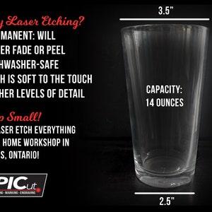 Custom Engraved 16oz Tall Kitchen Glass - Etched Glassware / Personalized Logo Cup / Customized Milk Glass / Personalized Soda Glass image 2