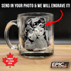 Custom Glass Coffee/Tea Cup - Etched Photo Gift Glassware / Engraved Tea Cup / Personalized Coffee Mug / Housewarming Gift / Branded Glass