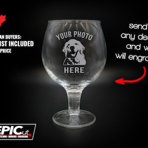 Etched Photo Brandy Snifter Glass – Personalized Stemmed Barware, 13 oz