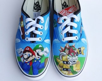 Mario Brothers and Bowser Vans Painted shoes