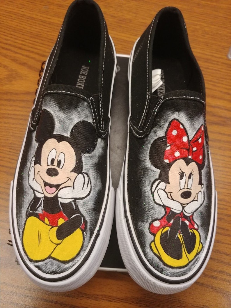 Custom Hand Painted Minnie Mouse and Mickey Mouse Shoes - Etsy