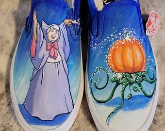 Custom Hand Painted fairy godmother Cinderella shoes