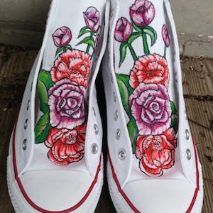 Converse With Floral Tongue - Etsy
