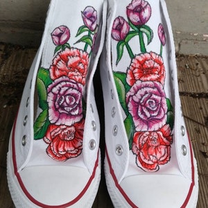 Converse With Floral Tongue - Etsy