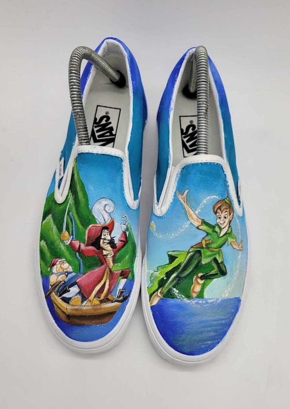 Custom Hand Painted Peter Pan and Captain Hook Shoes 